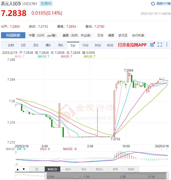 2月19日人民币对美元中间价报7.1705 较前一交易日下调8个基点