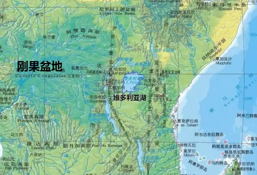 ▲刚果盆地与其东部的大湖区